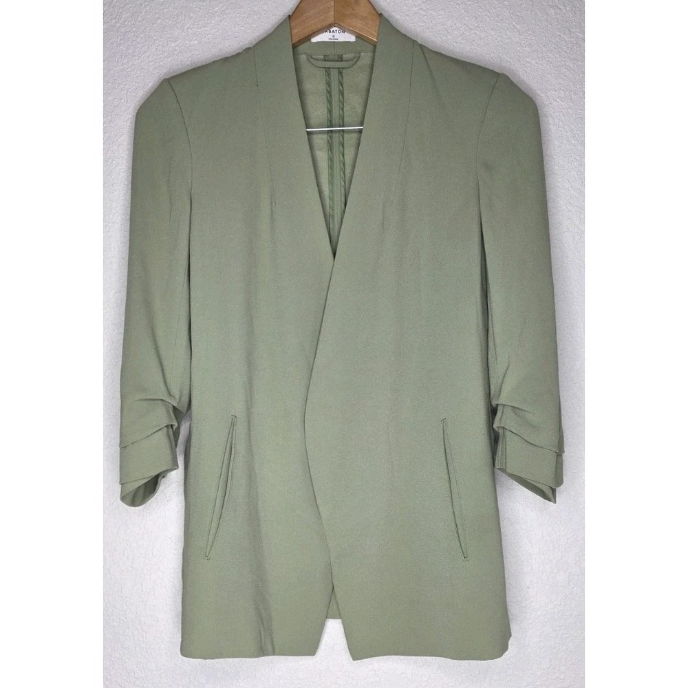 New Babaton Aritzia Power Hip Blazer Green Open Front Women 0 Career Business - Picture 3 of 9